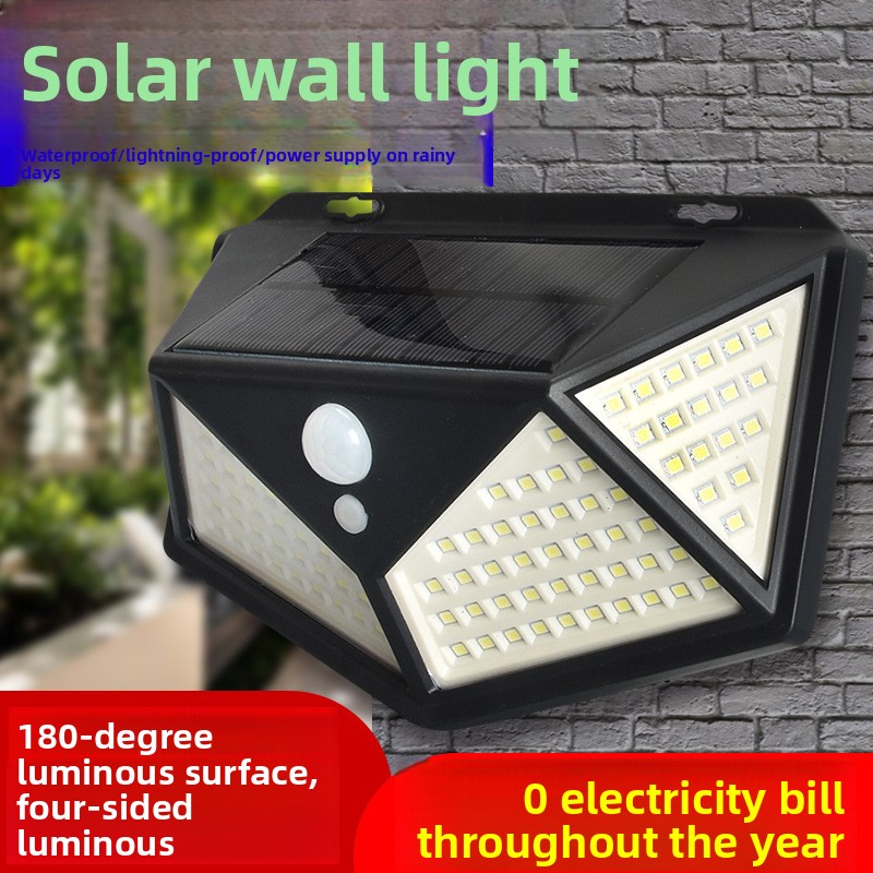 Outdoor Lighting On Amazon - 114LED Solar Panel Wall Light, Luminous