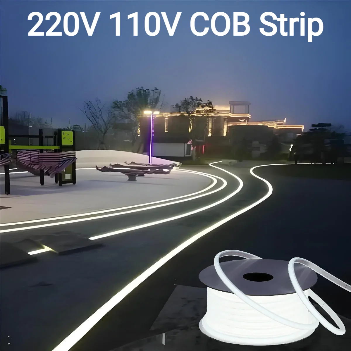 Outdoor Lighting Strip - 220V 110V Pure Silicone Gel COB