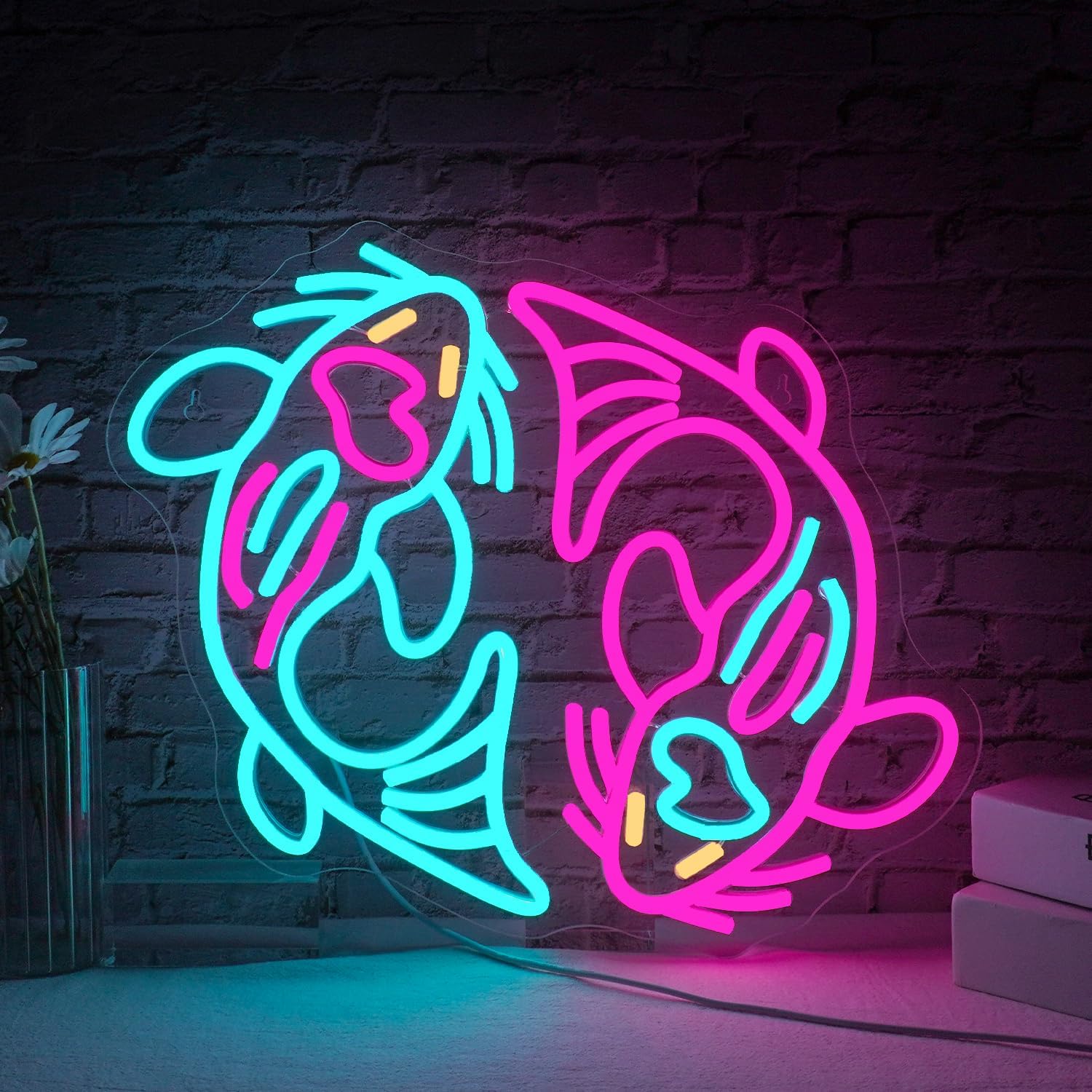 Outdoor Lighting Restaurant - USB Neon Sign Koi Fish Double