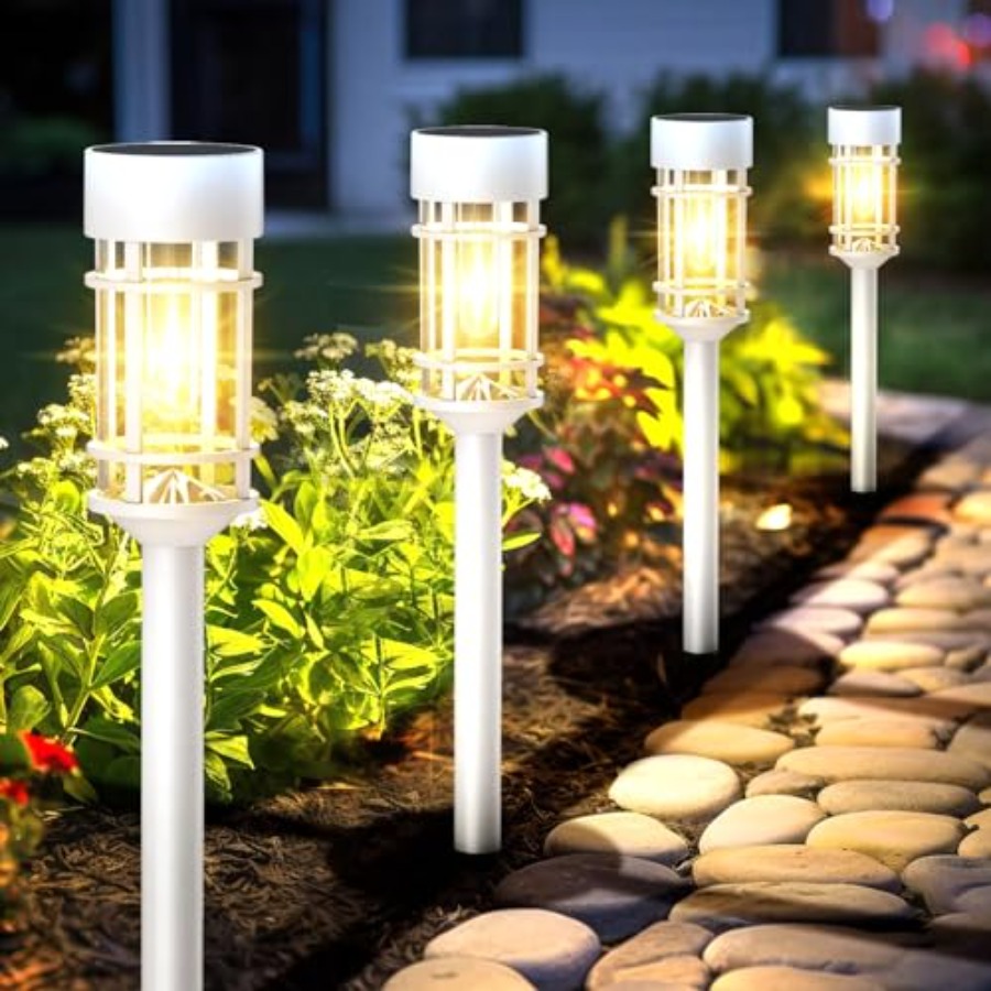 Outdoor Lighting Dusk To Dawn - Solar Pathway Lights Outdoor Waterproof, 8