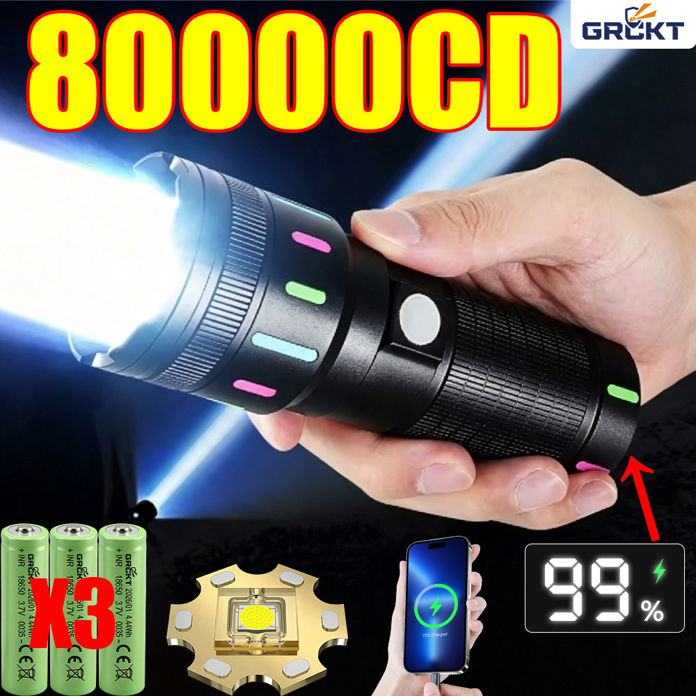Outdoor Lighting Electric - 80000CD Most Powerful LED Flashlight High