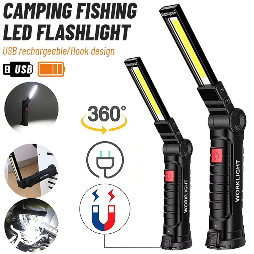 Outdoor Lighting Electric - LED COB Flashlight USB Rechargeable Torch