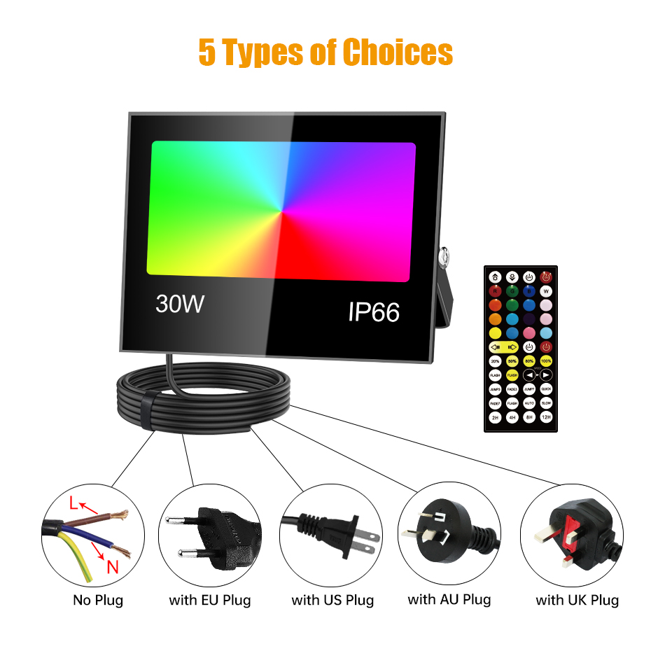 Led RGB Flood Light 30W 50W 80 - Outdoor Lighting Uk ulasan dan harga