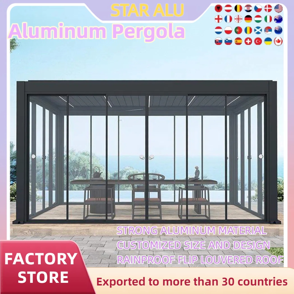 Aluminum Bioclimatic Pergola S - Outdoor Lighting Restaurant ulasan dan harga