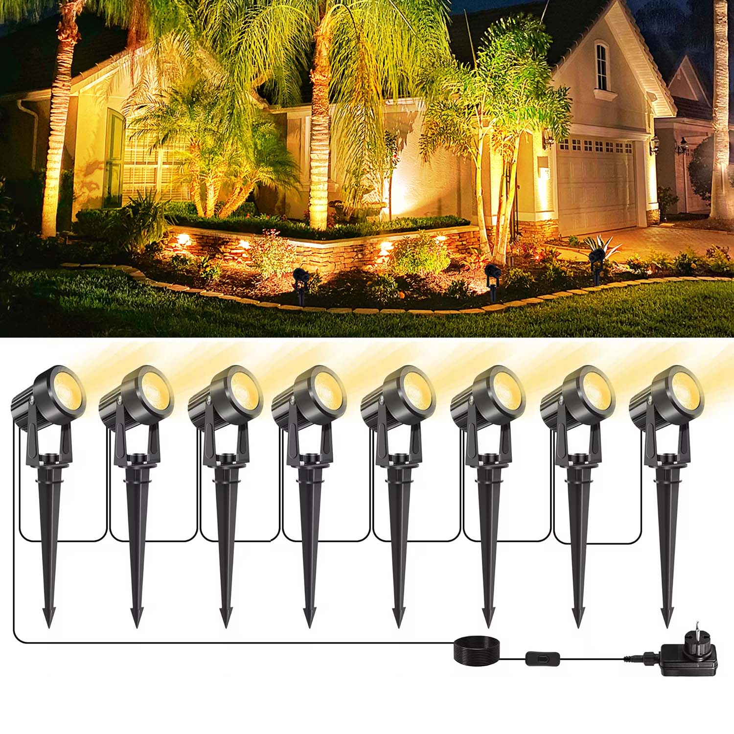 8LEDS 3000K Outdoor Spotlight  - Outdoor Lighting Uk ulasan dan harga
